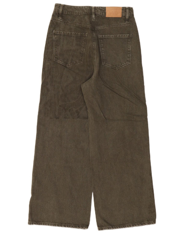 Zara Womens High Waist Wide Leg Jeans EU 36 XS W26 L27 Khaki