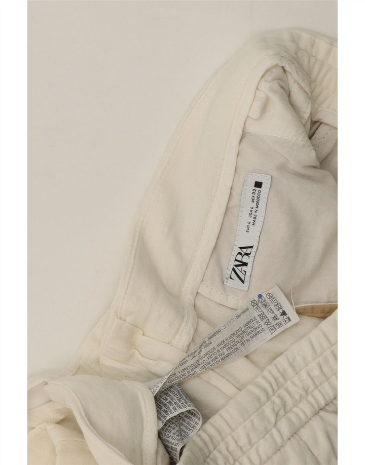 Zara Mens Chino Shorts Large W32 White Cotton