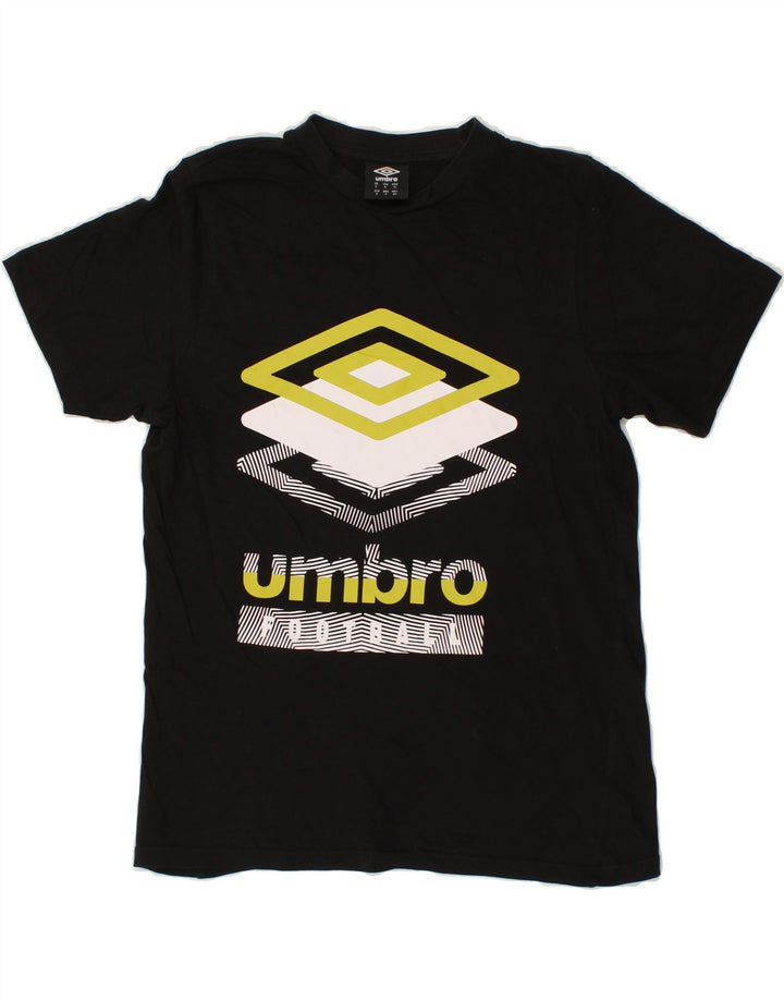 UMBRO Mens Graphic T-Shirt Top Small Black Cotton Vintage Umbro and Second-Hand Umbro from Messina Hembry 