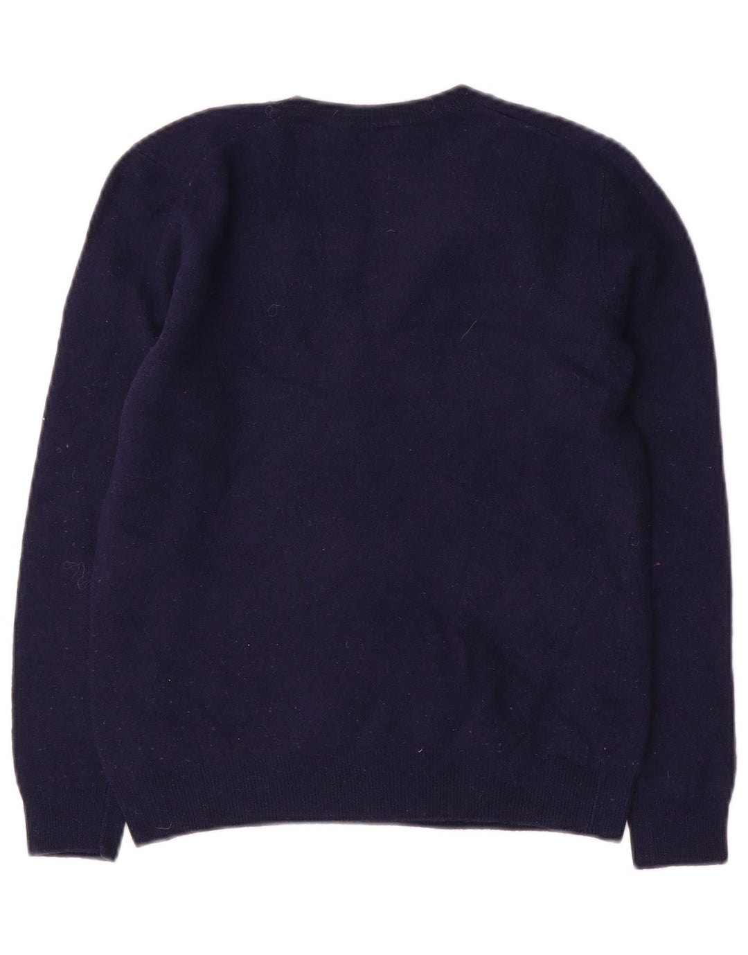 BENETTON Womens Crop V-Neck Jumper Sweater UK 10 Small Navy Blue