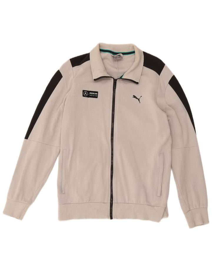 Puma Womens Tracksuit Top Jacket UK 16 Large Grey Colourblock Cotton