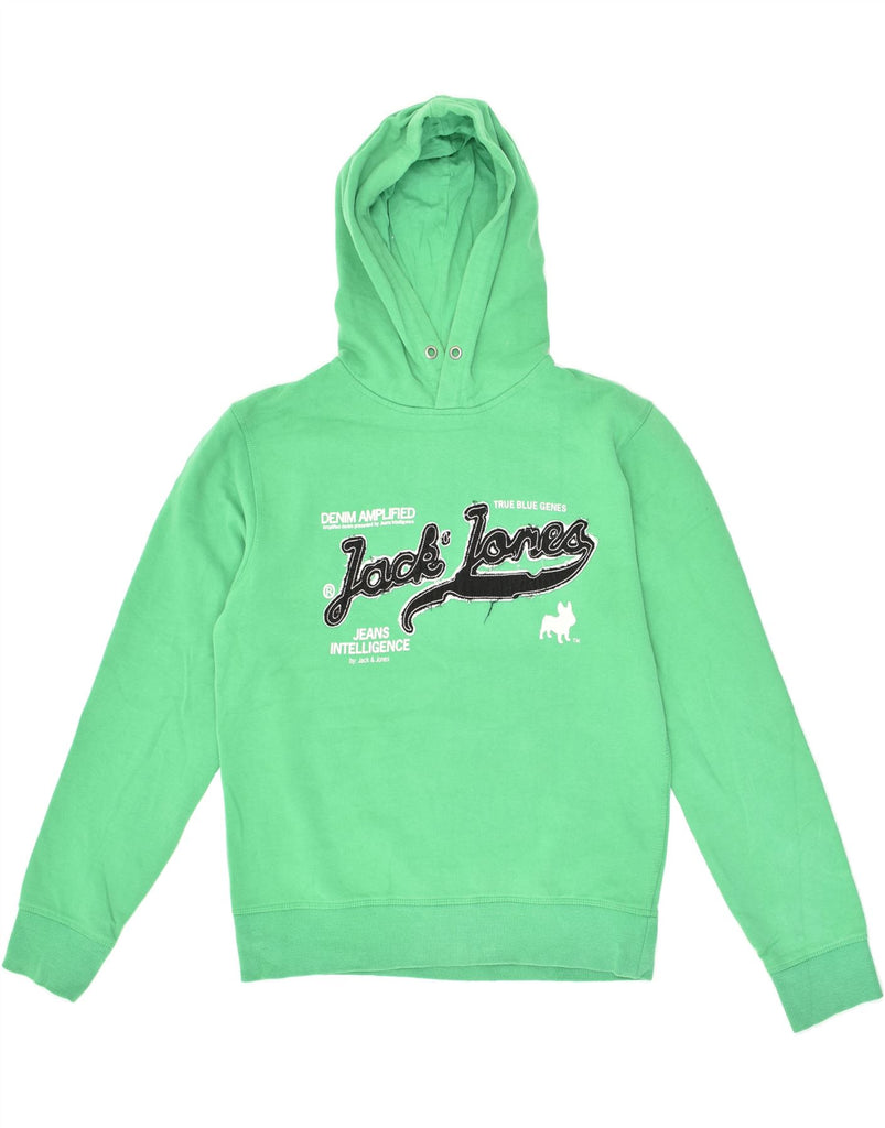 JACK & JONES Mens Slim Graphic Hoodie Jumper Large Green Cotton | Vintage Jack & Jones | Thrift | Second-Hand Jack & Jones | Used Clothing | Messina Hembry 