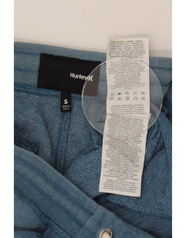 Hurley Mens Graphic Tracksuit Trousers Joggers Small Blue Cotton