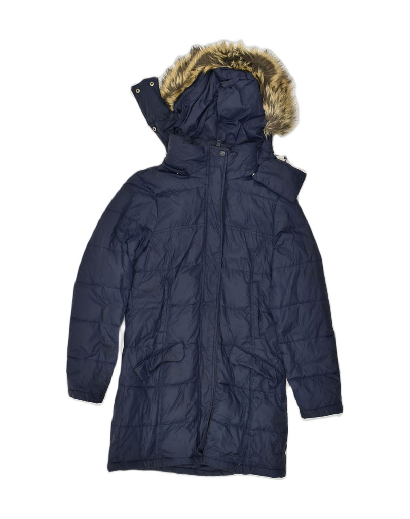 JACK WILLS Womens Hooded Padded Coat UK 10 Small  Navy Blue Nylon | Vintage Jack Wills | Thrift | Second-Hand Jack Wills | Used Clothing | Messina Hembry 