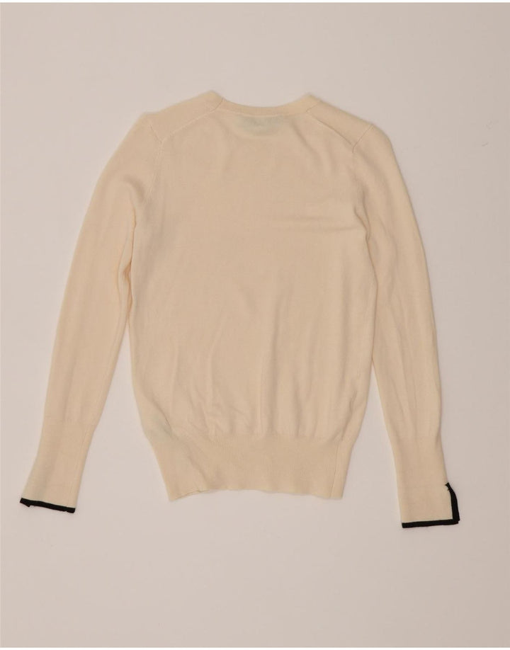 Zara Womens Crew Neck Jumper Sweater UK 8 Small Off White Viscose