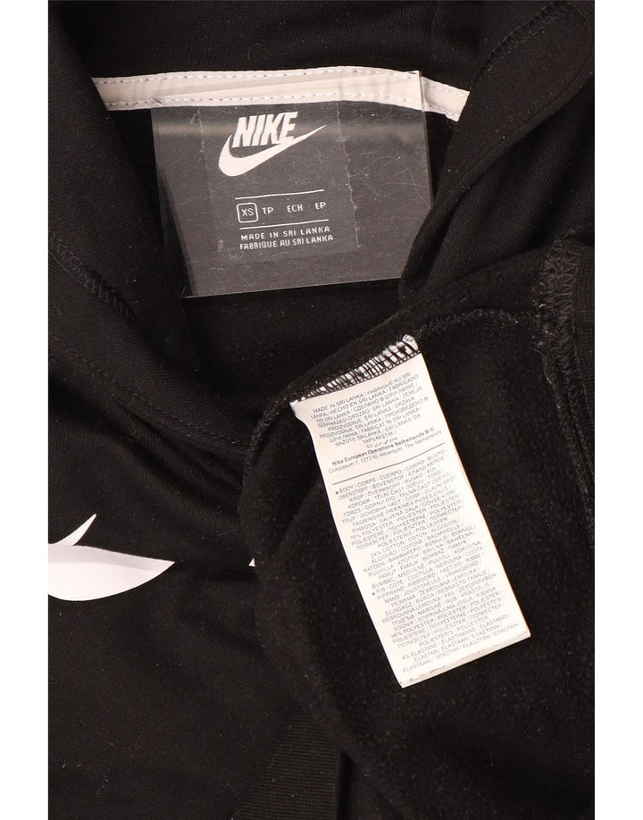NIKE Womens Oversized Crop Graphic Hoodie Jumper UK 6 XS Black Polyester