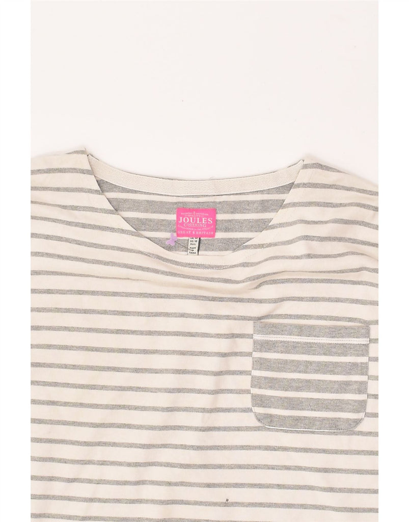 JOULES Womens Top Long Sleeve UK 14 Large Grey Striped Cotton | Vintage Joules | Thrift | Second-Hand Joules | Used Clothing | Messina Hembry 