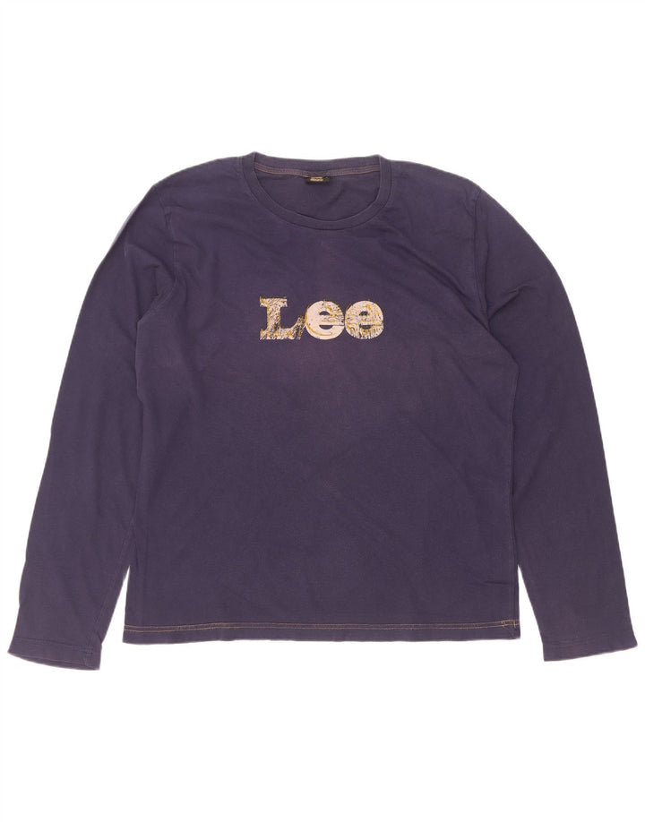 Lee Mens Graphic Top Long Sleeve Large Navy Blue Cotton