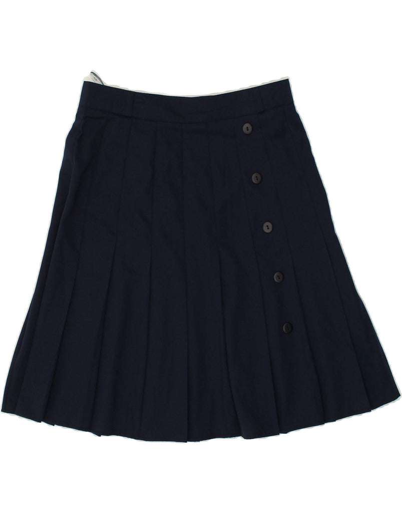 C&A Womens Knife Pleated Skirt EU 40 Medium W28 Navy Blue Polyester | Vintage C&A | Thrift | Second-Hand C&A | Used Clothing | Messina Hembry 