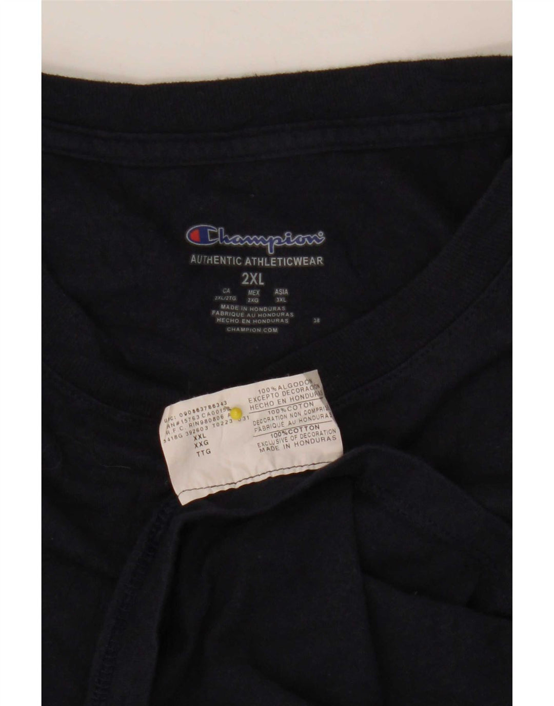 Champion Mens T-Shirt Top 2XL Navy Blue Cotton