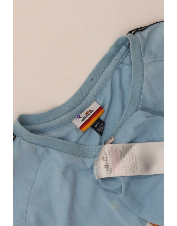 Ellesse Mens Graphic T-Shirt Top Large Blue Colourblock Cotton