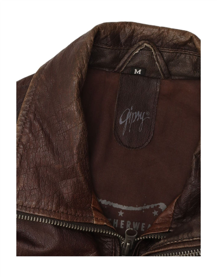 Gypsy Mens Leather Jacket UK 38 Medium Brown Leather