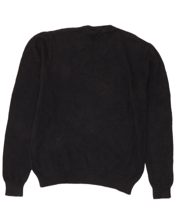 Chaps Mens Crew Neck Jumper Sweater Large Black Cotton