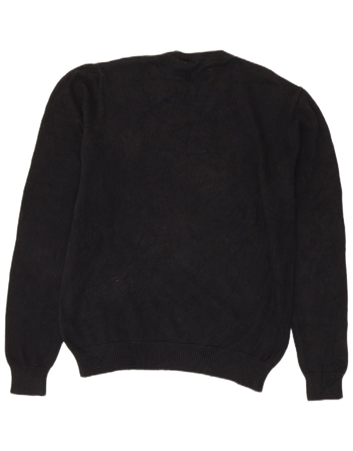 Chaps Mens Crew Neck Jumper Sweater Large Black Cotton