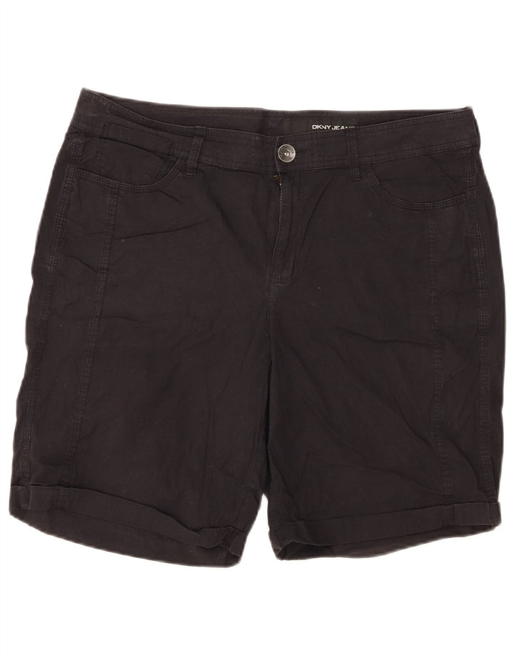 DKNY Womens Casual Shorts US 10 Large W34  Black Cotton