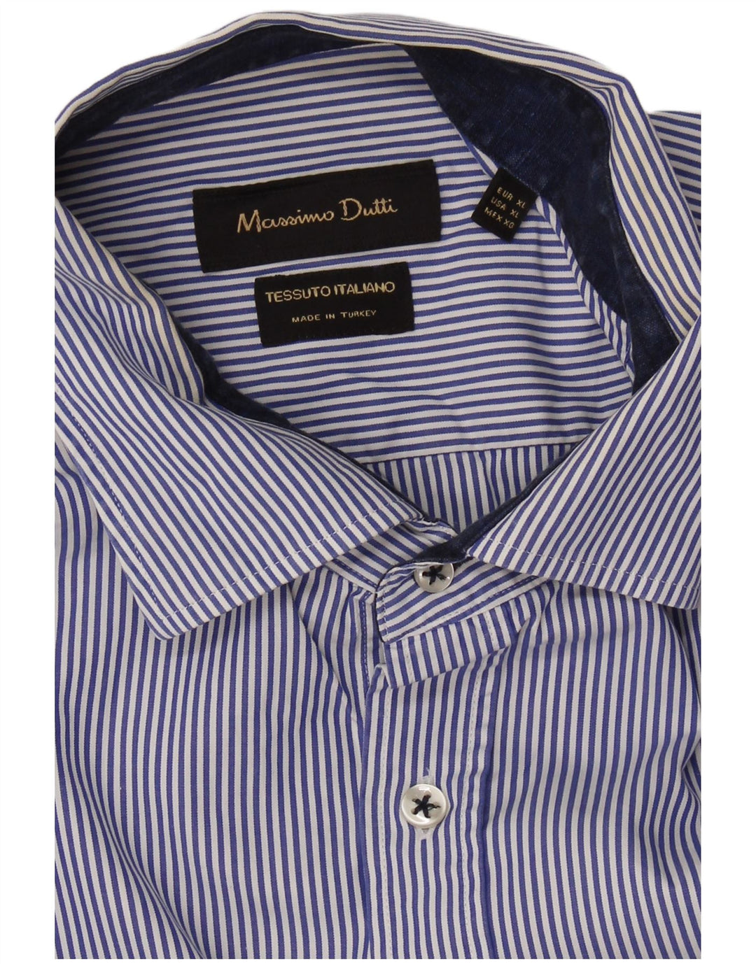 MASSIMO DUTTI Mens Shirt XL Blue Pinstripe