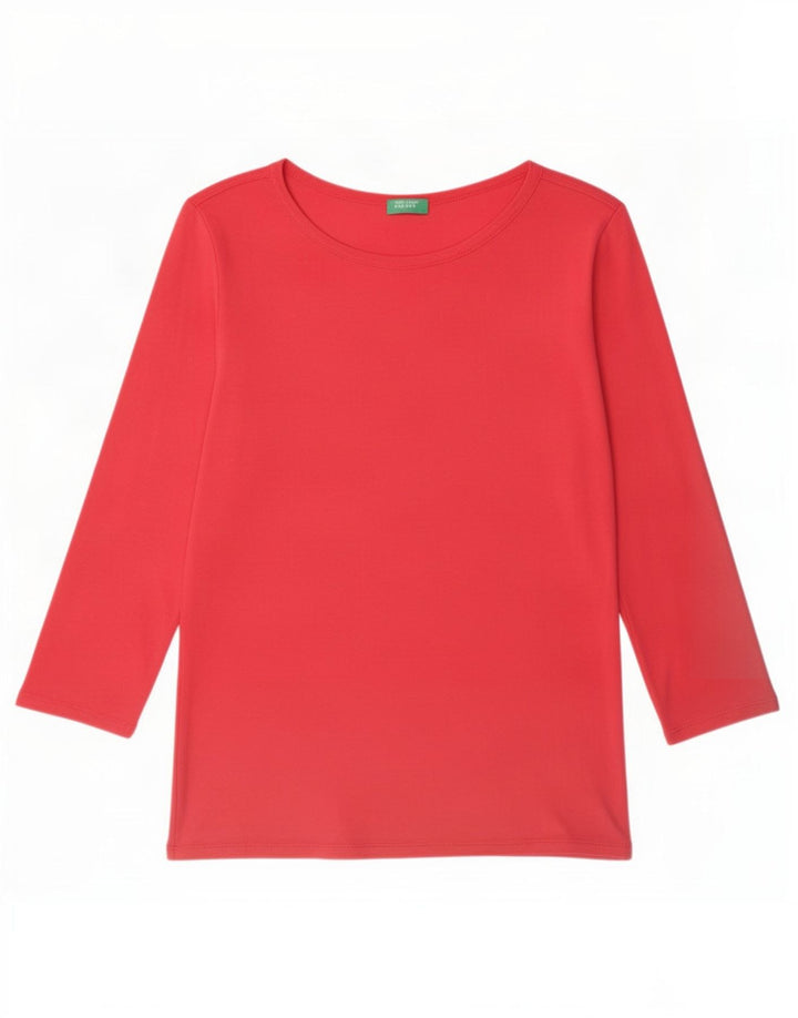 Benetton Womens Top Long Sleeve UK 12 Medium Pink
