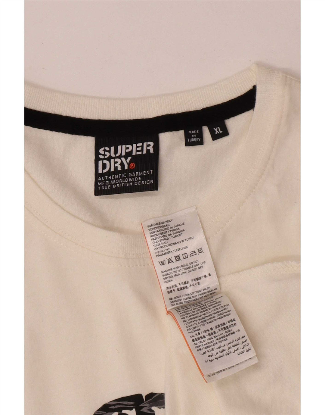 Superdry Mens Graphic T-Shirt Top XL White Cotton