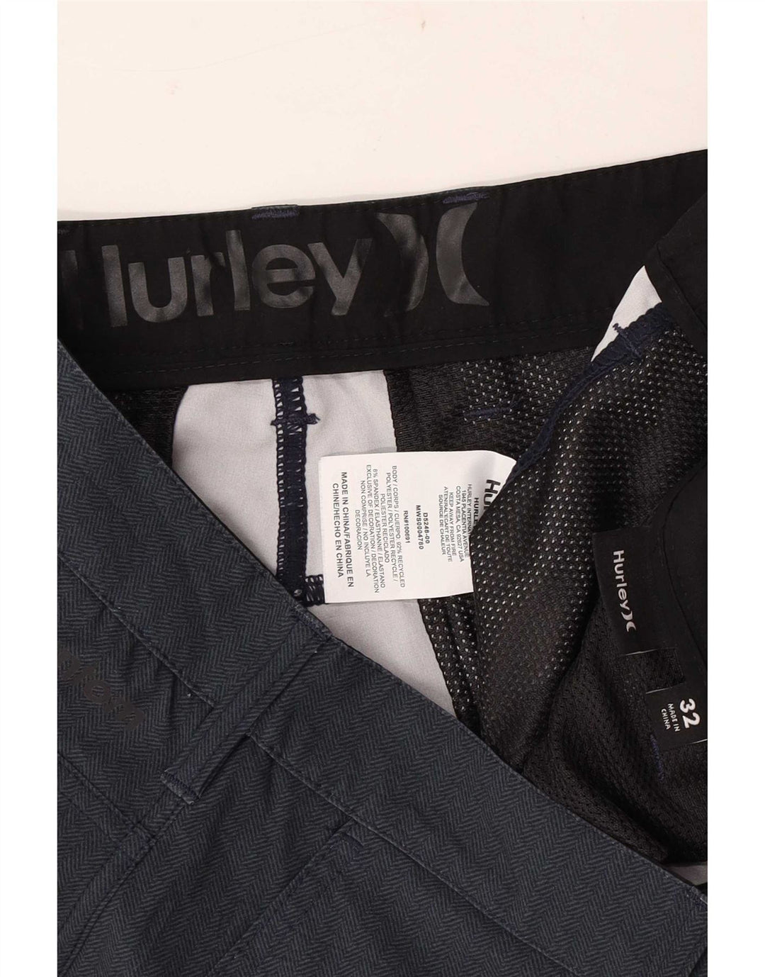 Hurley Mens Chino Shorts W32 Medium Navy Blue Polyester