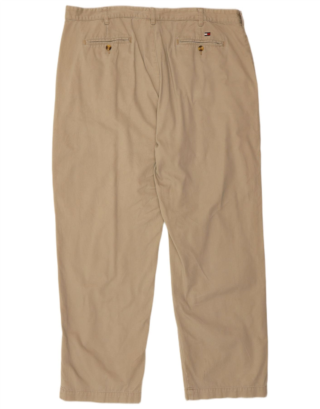Tommy Hilfiger Mens Straight Chino Trousers W42 L32 Beige Cotton