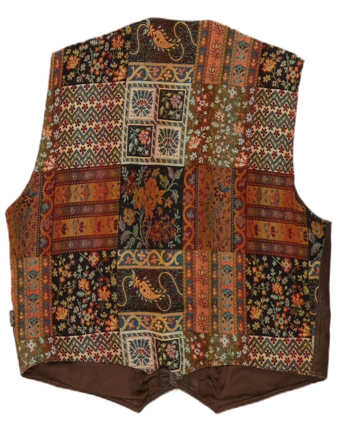 Vintage Mens Waistcoat Large Brown Geometric