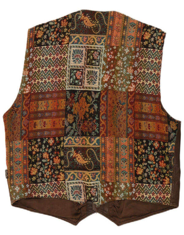 Vintage Mens Waistcoat Large Brown Geometric