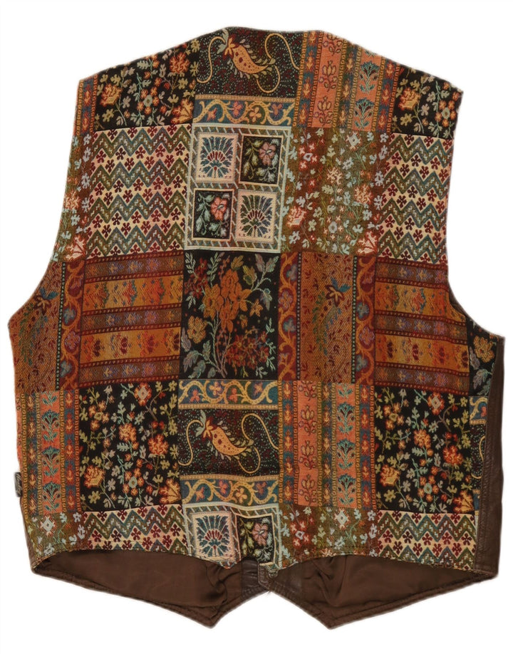 Vintage Mens Waistcoat Large Brown Geometric