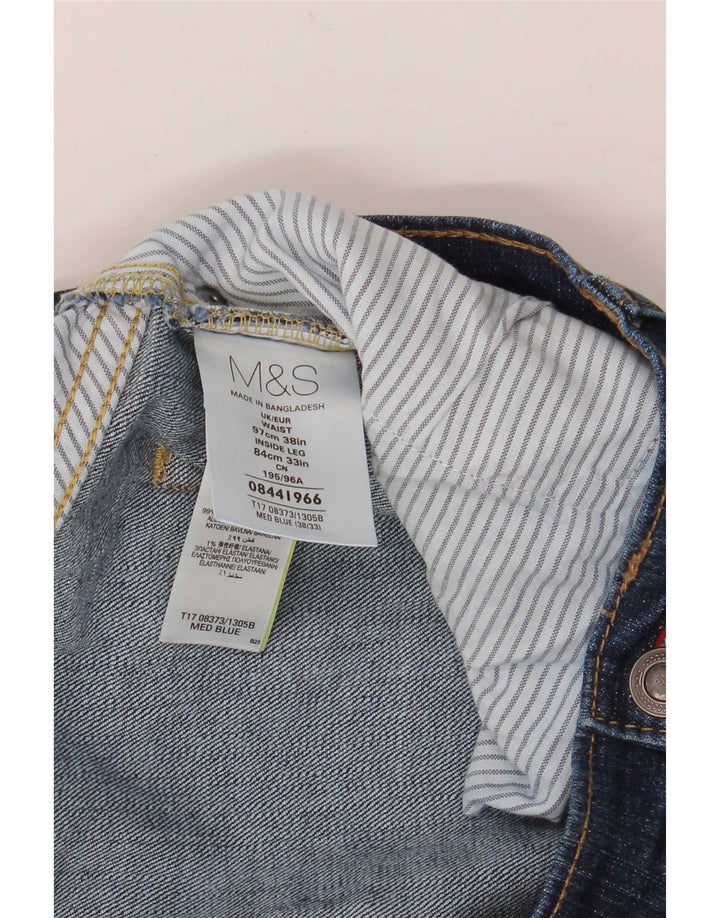 Marks & Spencer Mens Regular Fit Straight Jeans W38 L33 Blue Cotton