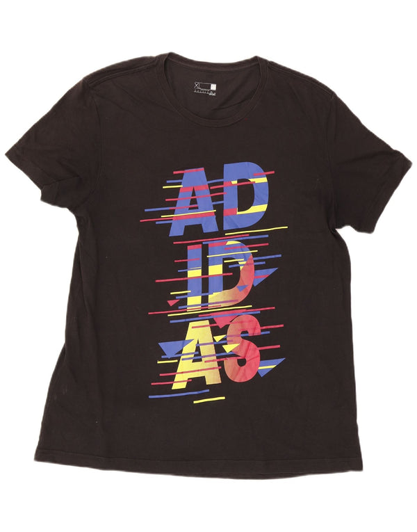 Adidas Mens Climalite Graphic T-Shirt Top XL Black Cotton