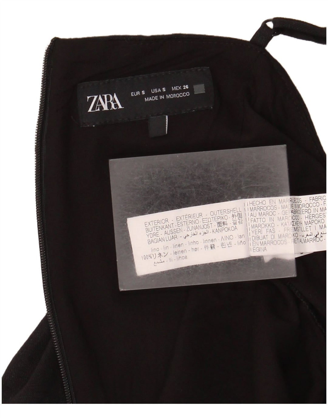 Zara Womens Playsuit UK 10 Small  Black Linen