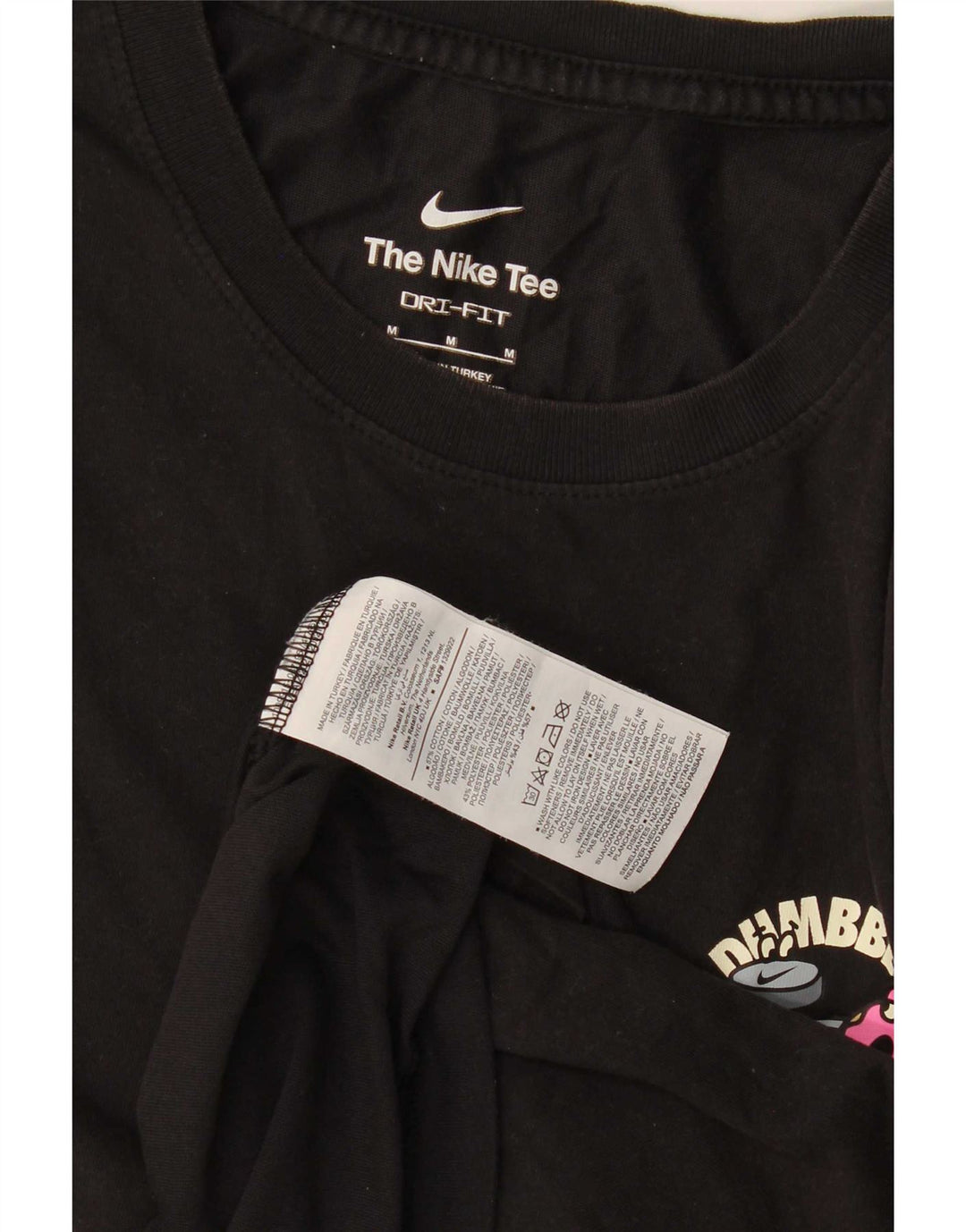 Nike Mens Dumbbells Donuts Graphic T-Shirt Top Medium Black Cotton