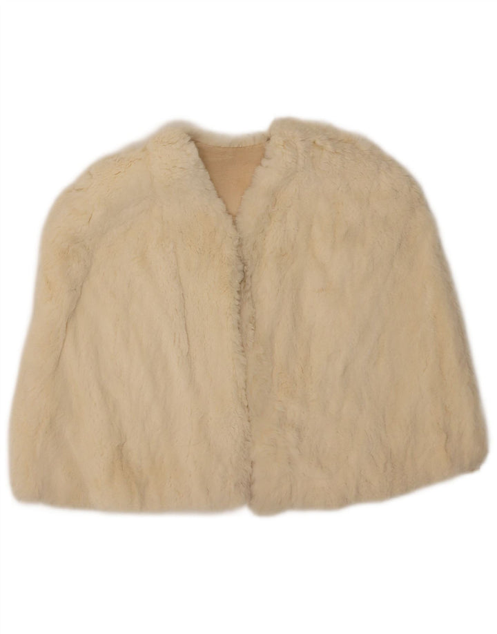 Vintage Womens Faux Fur Capelet Coat One Size Off White