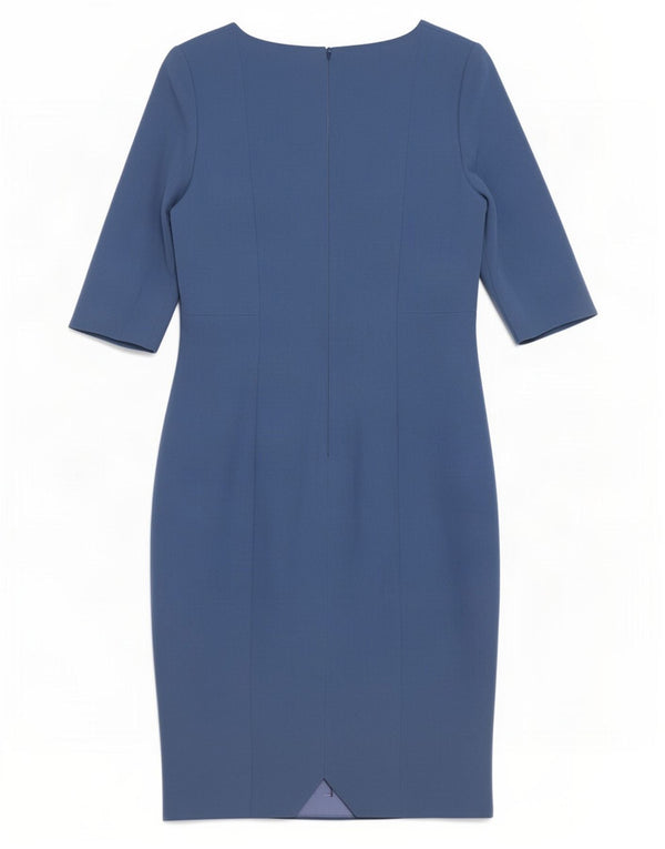 Hobbs Womens 3/4 Sleeve Sheath Dress UK 10 Small Blue Viscose