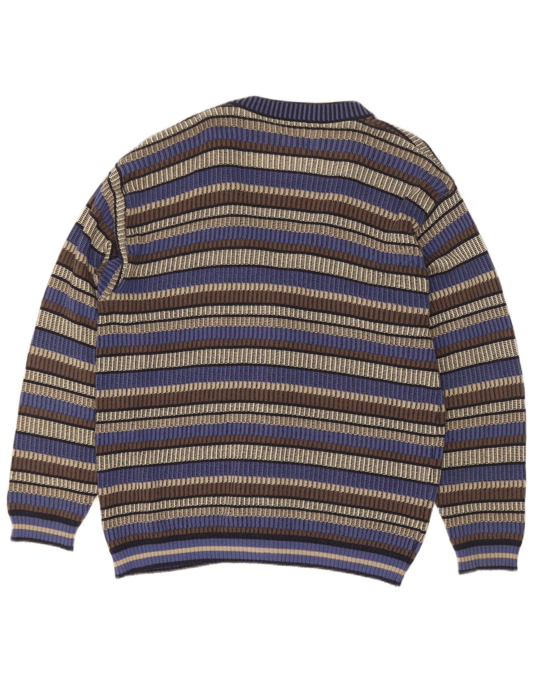 Marc Rene Mens Cardigan Sweater IT 52 Large Blue Striped Cotton