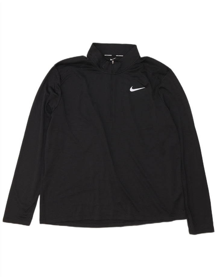 Nike Mens Dri Fit Zip Neck Pullover Tracksuit Top 2XL Black Polyester