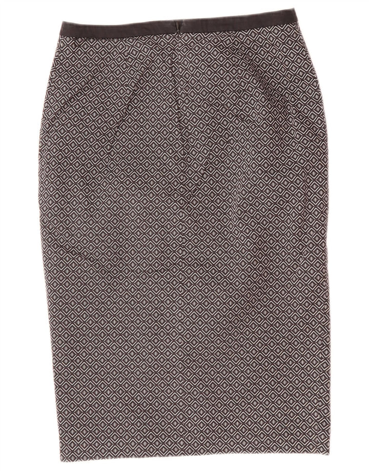 Oasis Womens Midi Skirt UK 10 Small W29 Black Geometric