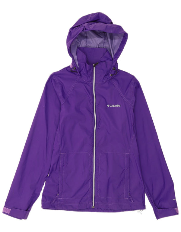 Columbia Womens Omni-Shade Hooded Rain Jacket UK 10 Small Purple Nylon