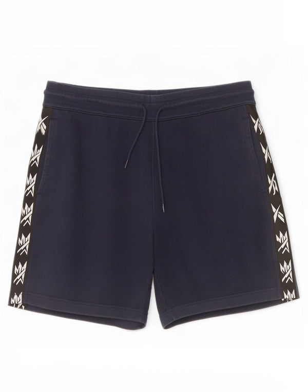 Reebok Mens Graphic Sport Shorts Large Navy Blue Colourblock Cotton