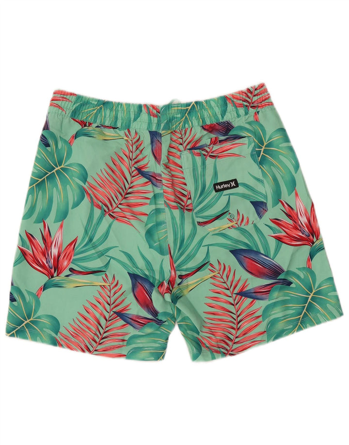 HURLEY Mens Swimming Shorts Medium  Green Floral Polyester