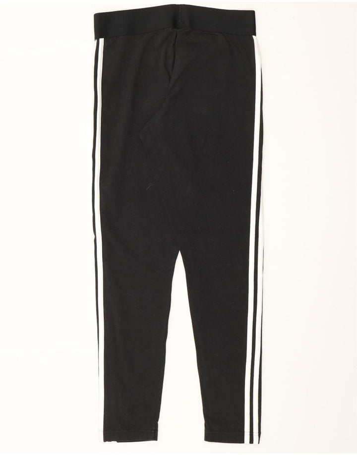 ADIDAS Womens Leggings UK 12/14 Medium  Black Cotton