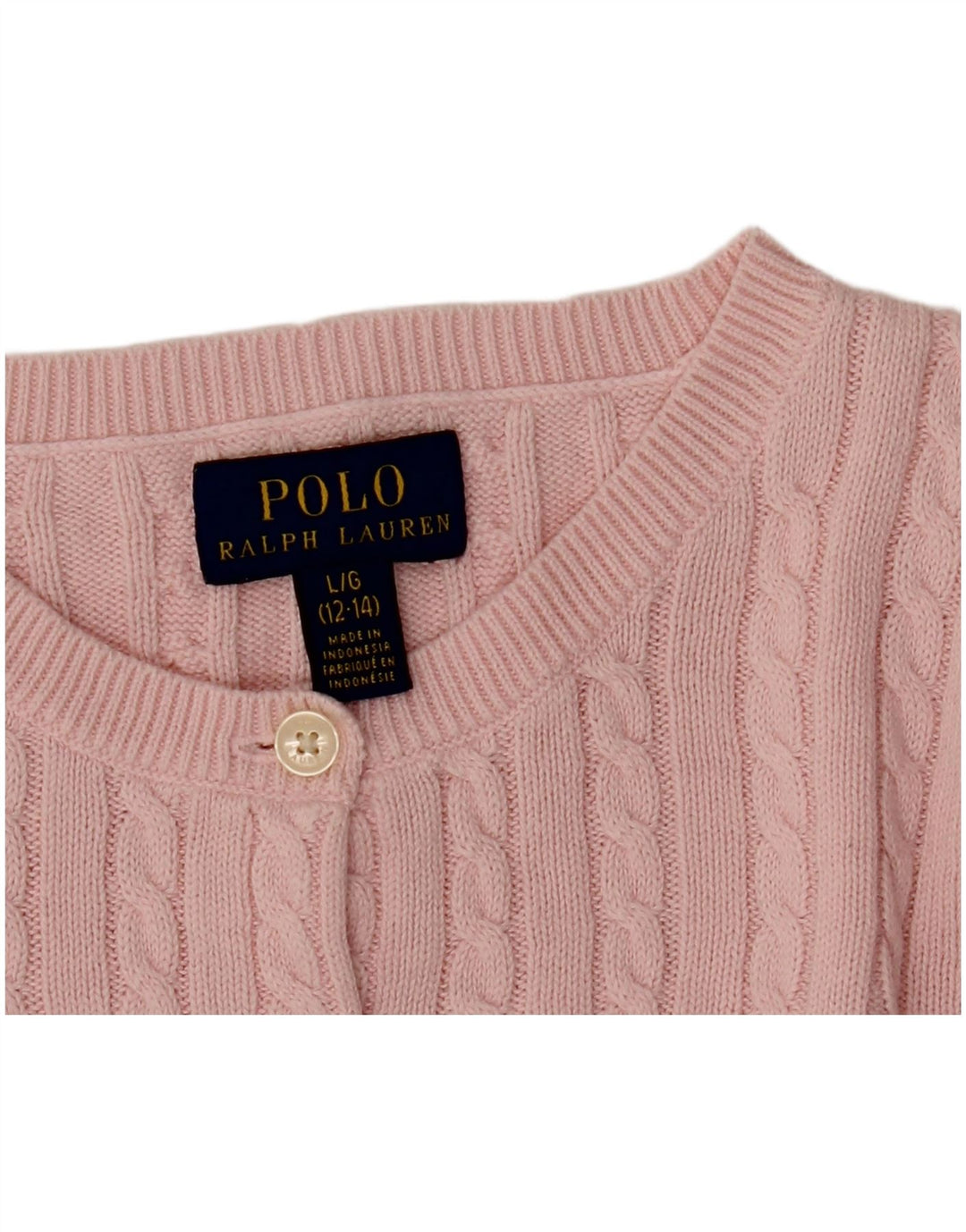 POLO RALPH LAUREN Girls Cardigan Sweater 12-13 Years Large Pink