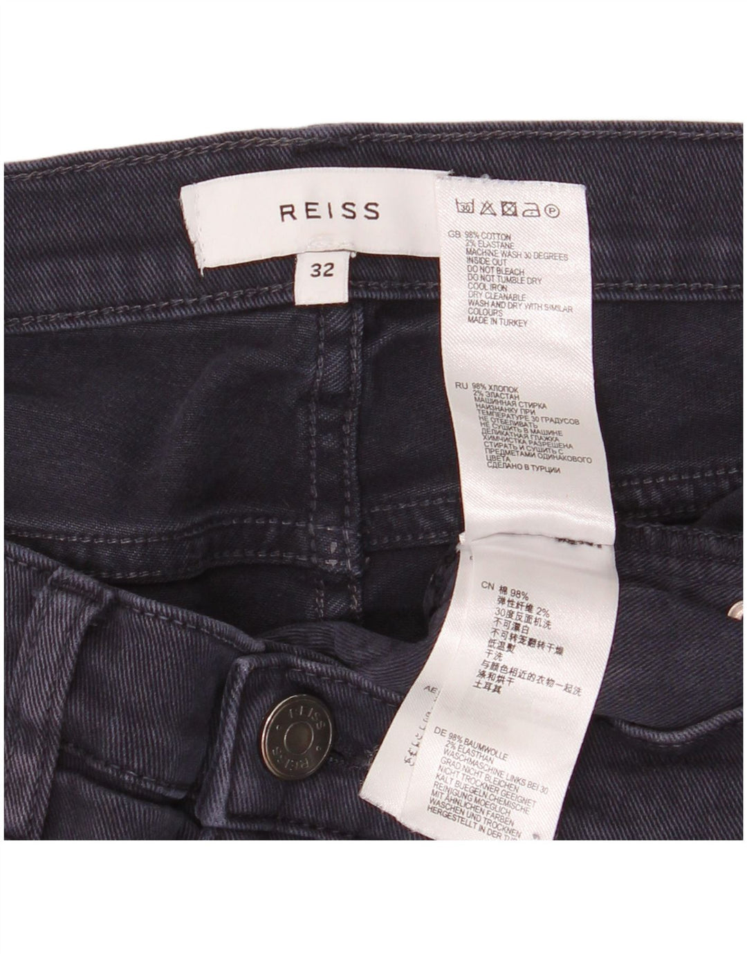 Reiss Mens Straight Jeans W32 L33 Navy Blue Cotton