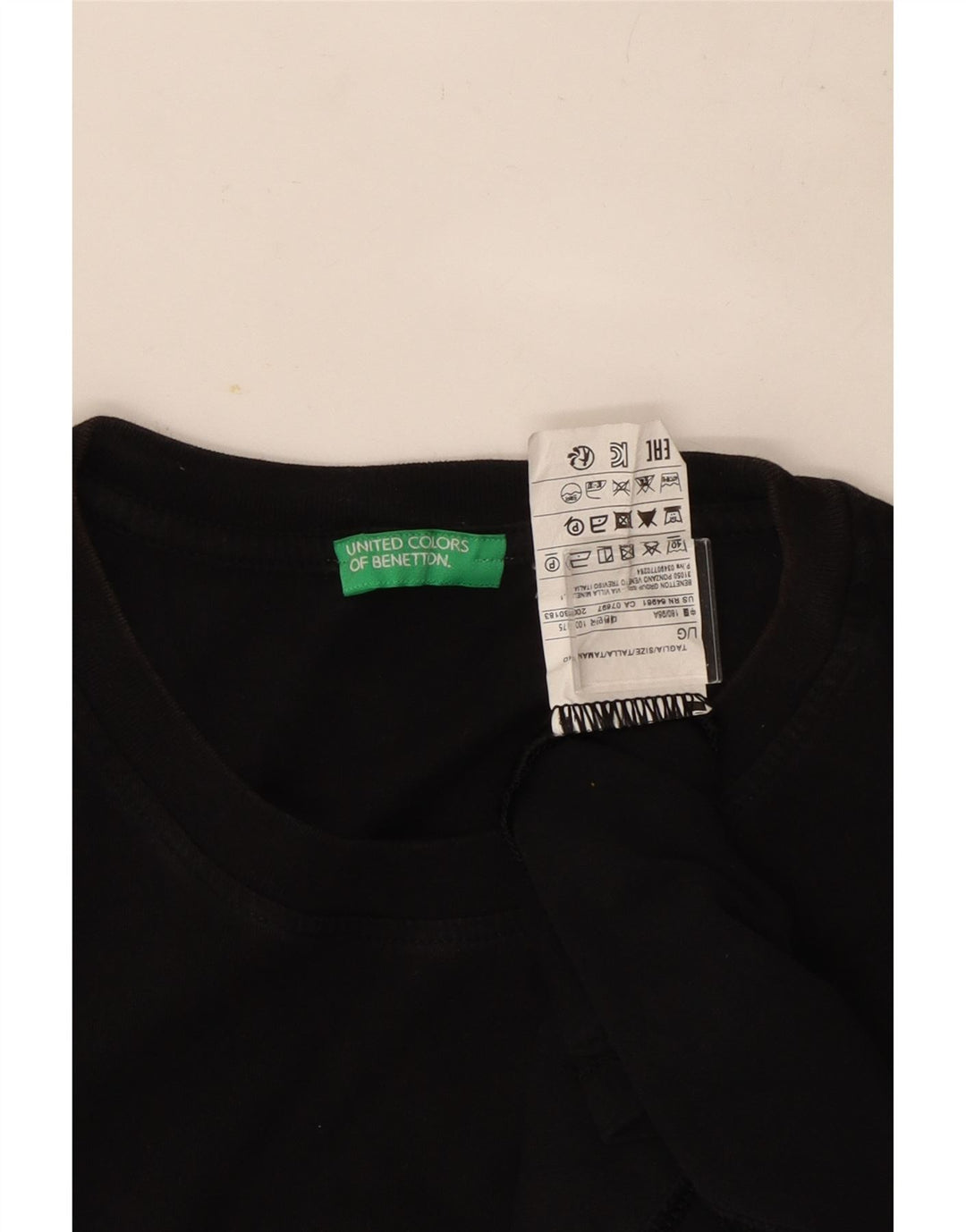 Benetton Mens T-Shirt Top Large Black Cotton