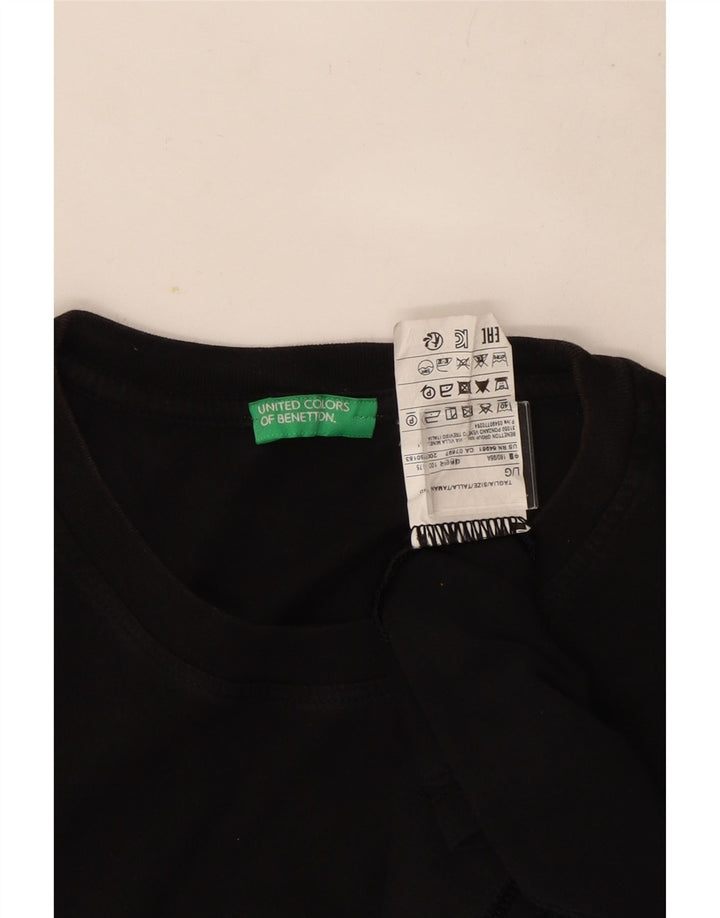 Benetton Mens T-Shirt Top Large Black Cotton