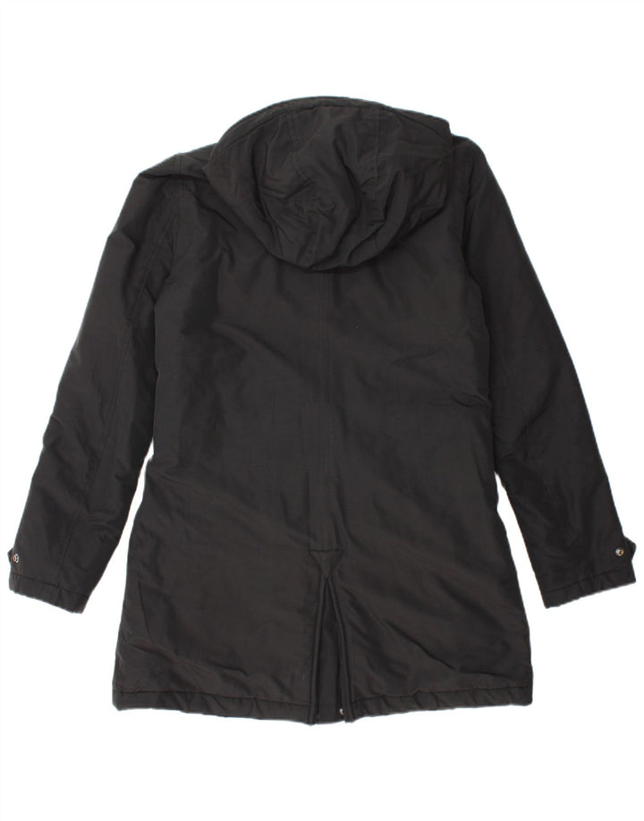 WOOLRICH Womens Hooded Parka Jacket UK 10 Small Black Cotton