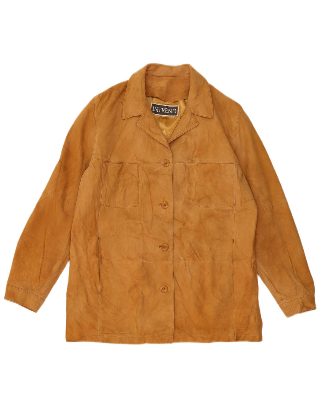 INTREND Womens Suede Jacket IT 44 Medium Beige Leather
