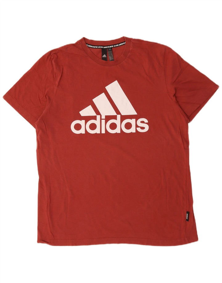 ADIDAS Mens Graphic T-Shirt Top Large Red Cotton