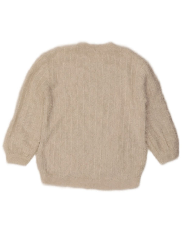 Zara Girls Crew Neck Jumper Sweater 9-10 Years Off White Nylon
