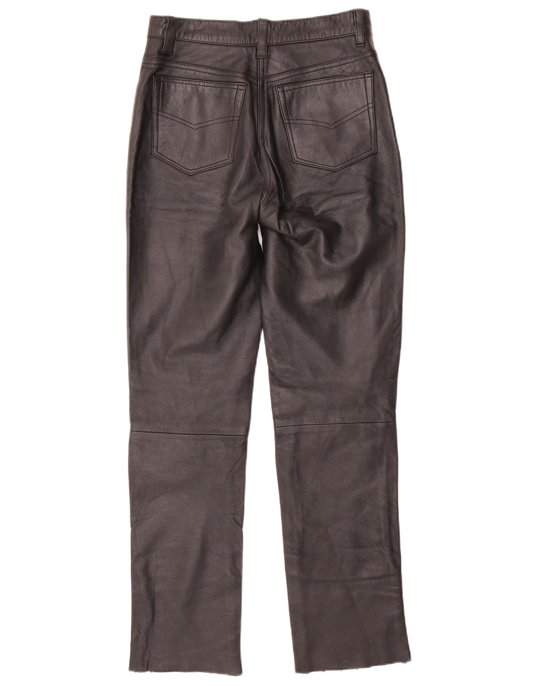 VINTAGE Womens Slim Leather Trousers W28 L30 Black