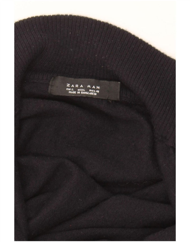 Zara Mens Cardigan Sweater Large Black